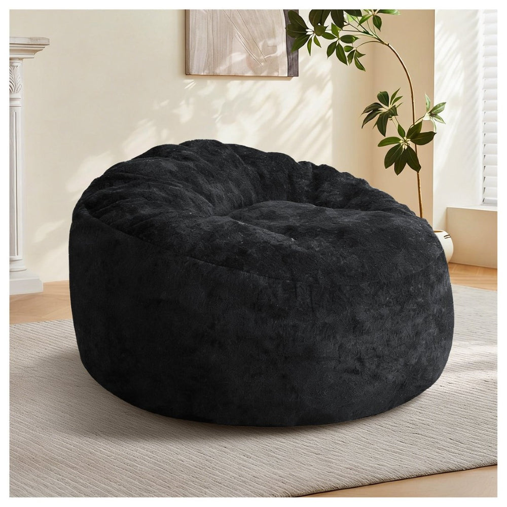 English Elm Ultra-comfort Oversized Bean Bag Floor Chair with Foam Bead Fill for Gaming Reading Lounge Black W3737P459106
