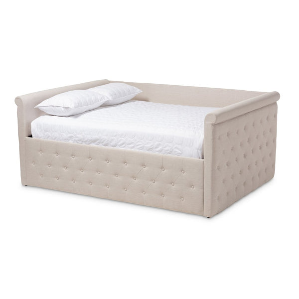 Baxton Studio Baxton Studio Amaya Light Beige Fabric Queen Daybed - Modern Elegance for Guest Rooms & Cozy Spaces CF8825-C-Light Beige-Daybed-Q