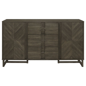 English Elm Glenmoor Rustic Dark Grey 3-Drawer Server with 2 Cabinets, Felt-Lined Drawers & Adjustable Shelves for Stylish Storage and Entertaining (63" W) B062P358299