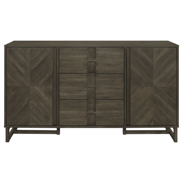 English Elm Glenmoor Rustic Dark Grey 3-Drawer Server with 2 Cabinets, Felt-Lined Drawers & Adjustable Shelves for Stylish Storage and Entertaining (63" W) B062P358299