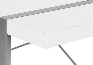 English Elm Computer Desk - Sleek White Laminate With Grey Metal Frame, Perfect For Home Office & Small Spaces B2710P219885