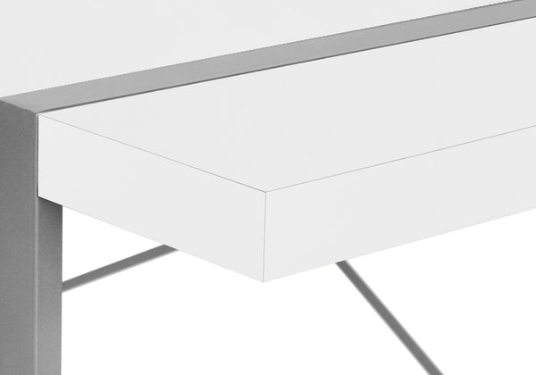 English Elm Computer Desk - Sleek White Laminate With Grey Metal Frame, Perfect For Home Office & Small Spaces B2710P219885