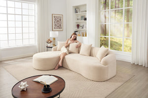 English Elm Boneless Chenille Sectional with Curved Chaise High Density Foam Modular Living Room Sofa W2231S00042