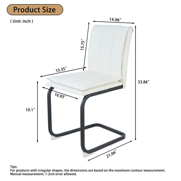 English Elm Modern Pu Leather Cantilever Dining Chairs Set of 4 with Steel Arc Frame for Kitchen W5123P454210