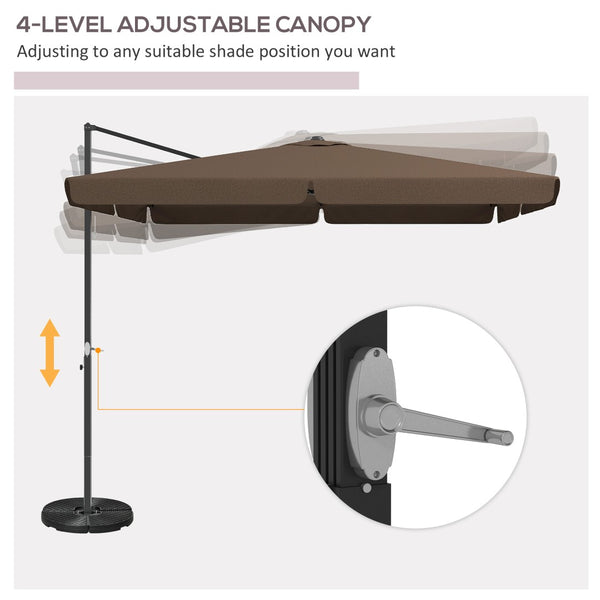 English Elm Outsunny 10' Square Cantilever Patio Umbrella With Tilt, Crank, Air Vent For Backyard Shade Retreat W2225P174164-GIGA
