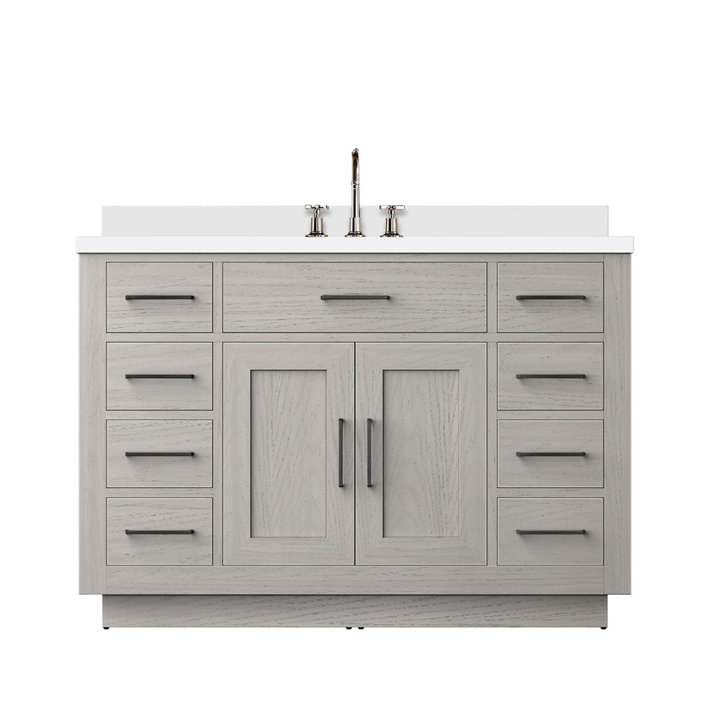 English Elm White Oak Single-Sink Vanity With Cultured Marble Top, Chrome Faucet, Soft-Close Features & Storage B2731P257727-GIGA