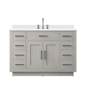 English Elm White Oak Single-Sink Vanity With Cultured Marble Top, Chrome Faucet, Soft-Close Features & Storage B2731P257727-GIGA