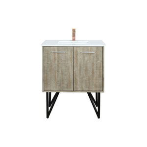 English Elm Rustic Acacia Wood Bath Vanity with Cultured Marble Top and Rose Gold Faucet B2731P259672