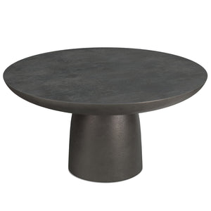 English Elm Alexa Hand-Finished Black Nickel 30" Round Cast Aluminum Pedestal Coffee Table, Industrial Chic B136P239028