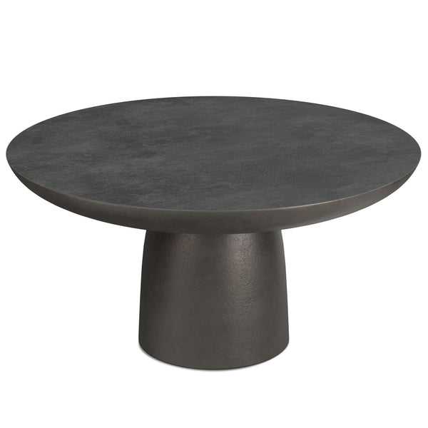English Elm Alexa Hand-Finished Black Nickel 30" Round Cast Aluminum Pedestal Coffee Table, Industrial Chic B136P239028