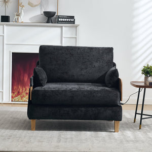 English Elm Foldable sofa bed recliner with three pillows, 3-in-1 convertible sleeper for small spaces, mid-century modern comfort Black W395P290560