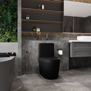 English Elm 1.1/1.6 Gpf Matte Black One-piece Toilet Ada Comfort Height Dual Flush Elongated Bowl T5287P464563