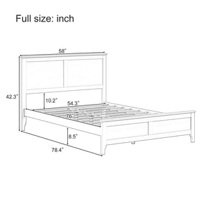 English Elm Modern Pine Wood Full Platform Bed Slatted Headboard Minimalist Bedroom Frame White N701P407155K