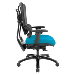 OSP Home Furnishings Vertical Mesh Back Ergonomic Manager Chair with Synchro Tilt and Polished Aluminum Base Blue 99663B-7