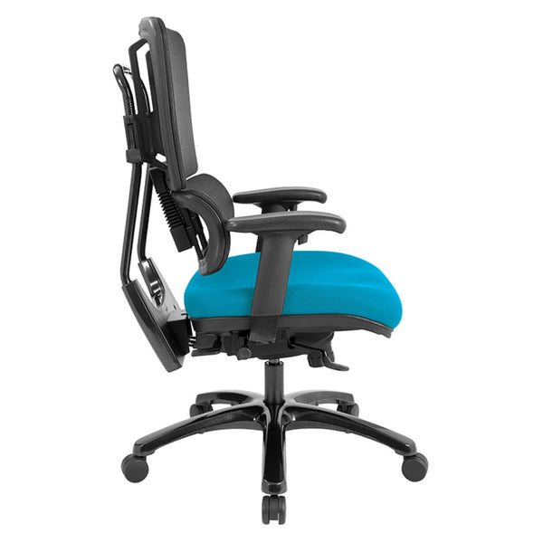 OSP Home Furnishings Vertical Mesh Back Ergonomic Manager Chair with Synchro Tilt and Polished Aluminum Base Blue 99663B-7