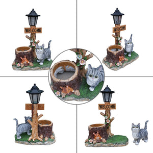 English Elm Schnauzer Solar Led Resin Planter Statue Outdoor Garden Accent for Patio Decor W5398P464238