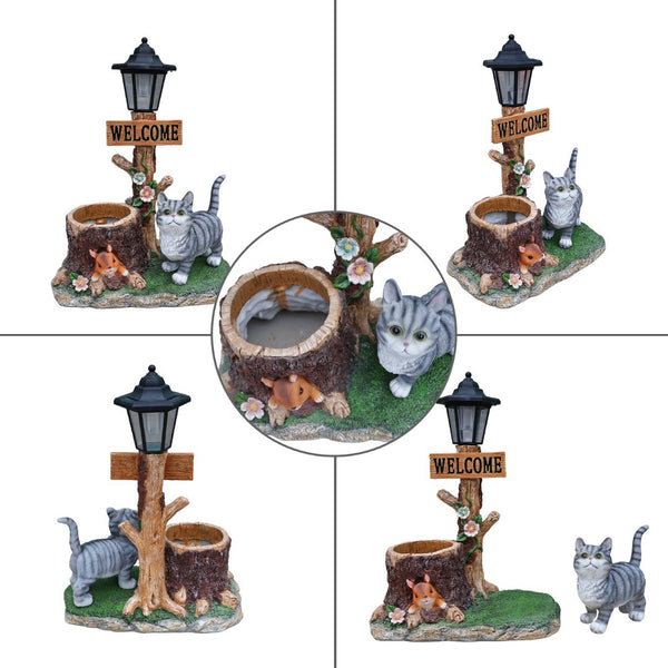 English Elm Schnauzer Solar Led Resin Planter Statue Outdoor Garden Accent for Patio Decor W5398P464238