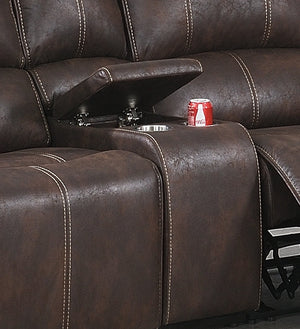 English Elm Modern Power Reclining Loveseat with Usb Charging Console and Leather Look Upholstery B011S02329