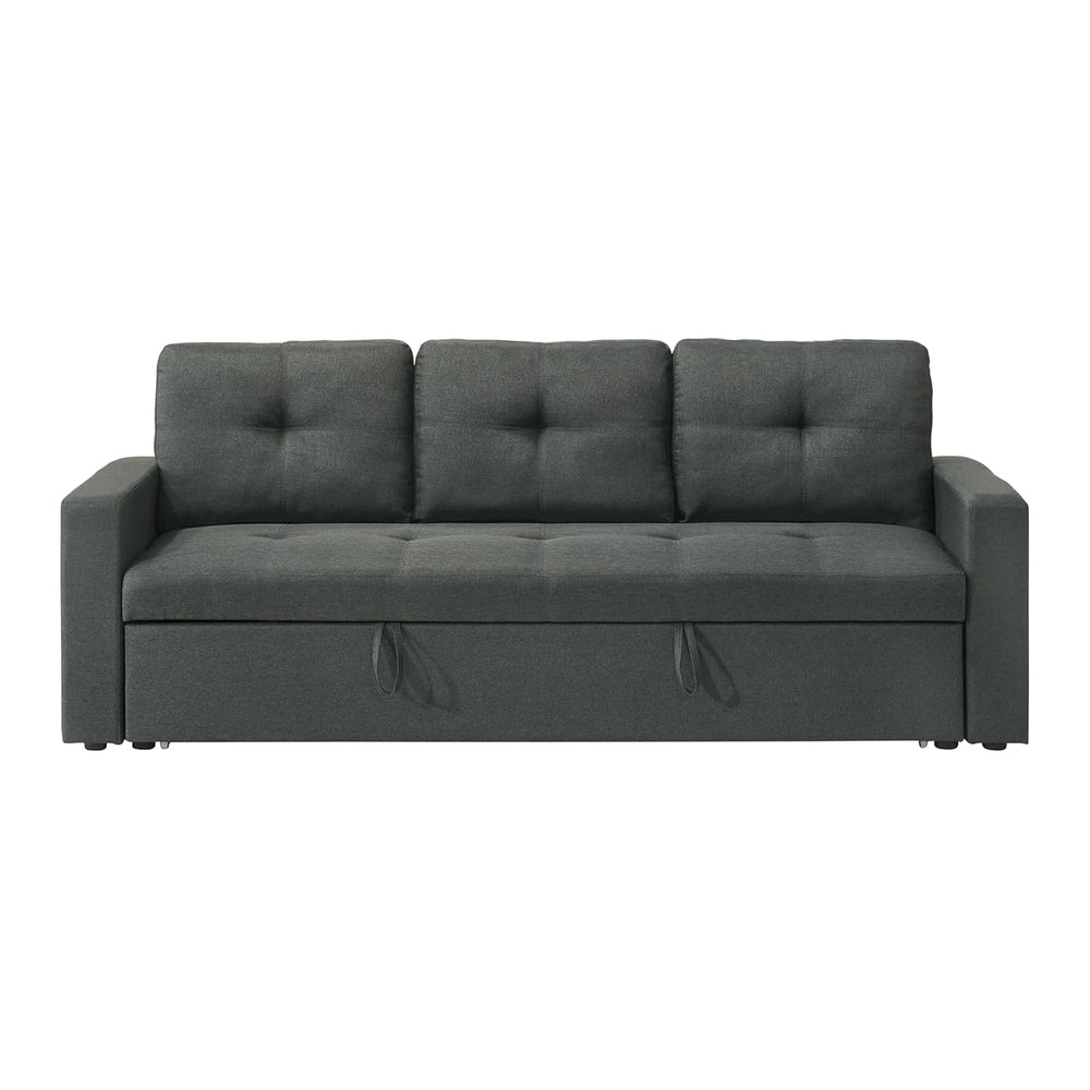 English Elm Fabric Plush Tufted Sleeper Sofa Dark Gray with Wood Frame, Foam Support, Compact Convertible Comfort B016P392878