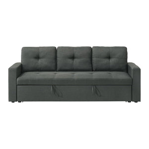 English Elm Fabric Plush Tufted Sleeper Sofa Dark Gray with Wood Frame, Foam Support, Compact Convertible Comfort B016P392878