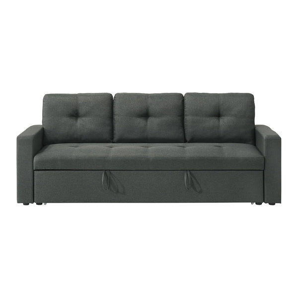 English Elm Fabric Plush Tufted Sleeper Sofa Dark Gray with Wood Frame, Foam Support, Compact Convertible Comfort B016P392878