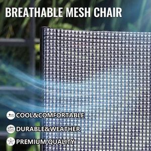 English Elm Outdoor Stackable Folding Chairs Set Ergonomic Mesh Back Steel Frame Patio Seating Gray W5159P445934