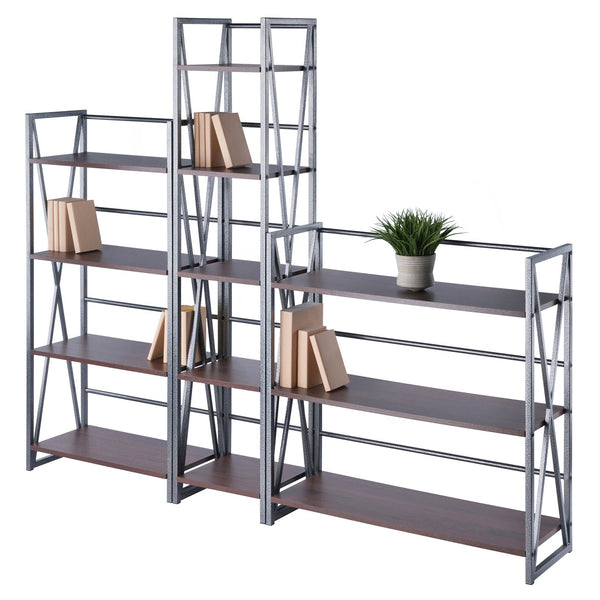 Winsome Wood Isa 3-piece Versatile Shelving Set - Stylish Graphite & Walnut Storage Units For Any Room Décor Walnut ,Graphite Composite Wood ,Metal 87381-winsome-wood