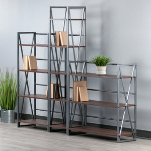 Winsome Wood Isa 3-piece Versatile Shelving Set - Stylish Graphite & Walnut Storage Units For Any Room Décor Walnut ,Graphite Composite Wood ,Metal 87381-winsome-wood