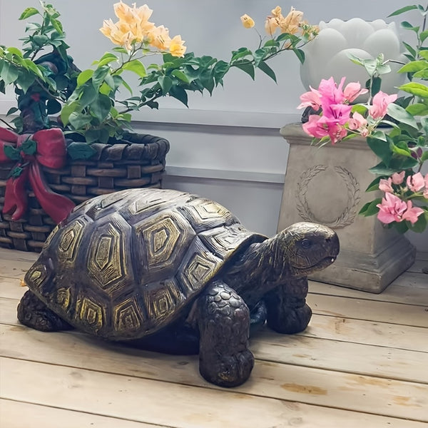 English Elm 21.3" Resin Tortoise Garden Sculpture Lifelike Shell Detail Weatherproof Patio Lawn Decor W5709P460847