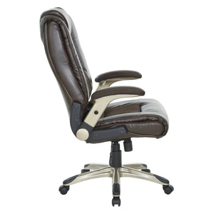 OSP Home Furnishings Exec Bonded Leather Office Chair with Lumbar Support and Ergonomic Padded Seating Espresso ECH52601-EC1