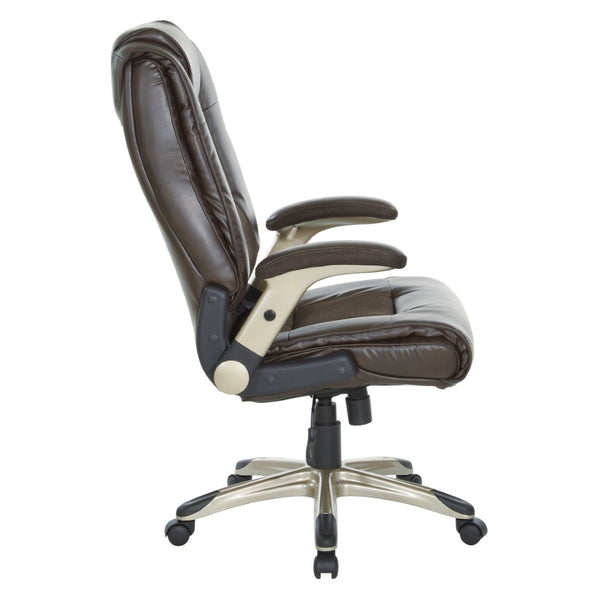 OSP Home Furnishings Exec Bonded Leather Office Chair with Lumbar Support and Ergonomic Padded Seating Espresso ECH52601-EC1