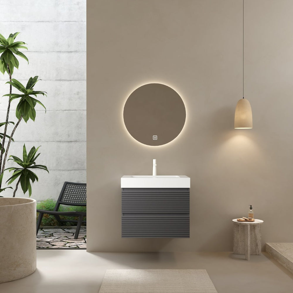 English Elm Dina Floating Bathroom Vanity with Sintered Stone Top and Crystal Glass Basin W2615S00057
