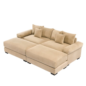 English Elm 92" Oversized Modular Sectional Couch In Soft Camel Corduroy, Deep Seats & Ergonomic Design For Comfort W714S01307