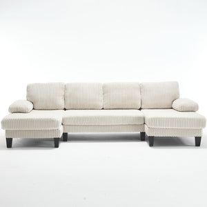 English Elm U-Shaped 4-Seat Sofa With Double Chaise - Luxurious Velvet Comfort For Modern Living Spaces W2705S00014-GIGA