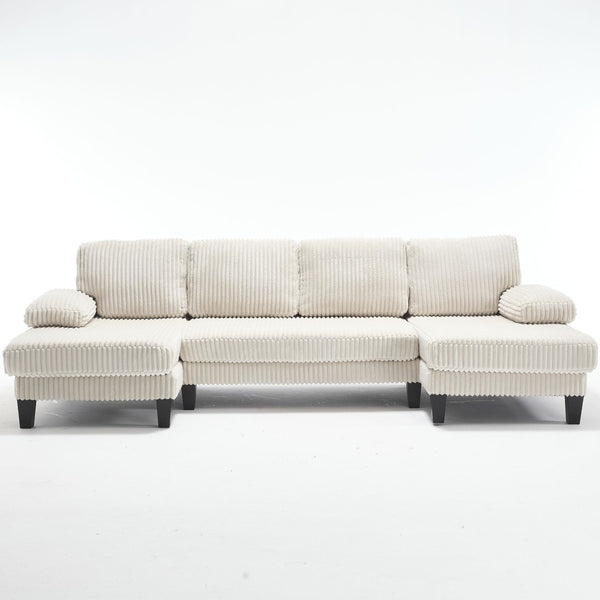 English Elm U-Shaped 4-Seat Sofa With Double Chaise - Luxurious Velvet Comfort For Modern Living Spaces W2705S00014-GIGA