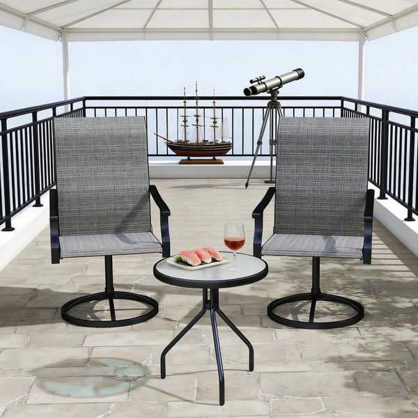 English Elm High Back Swivel Outdoor Patio Chairs with Breathable Mesh and Powder Coated Steel Frame Black,Gray T3971P444480