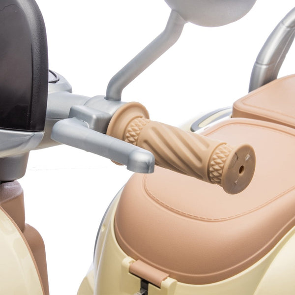English Elm 12v Dual Motor Two Seater Kids Electric Ride on Motorcycle with Bluetooth Led and Trunk Beige W1578P268011