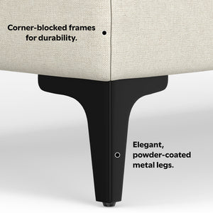 English Elm Ava Mid Century Ottoman — Cream Performance Fabric, Eco-Friendly Recycled Upholstery, Feather-Top Comfort B136P203426