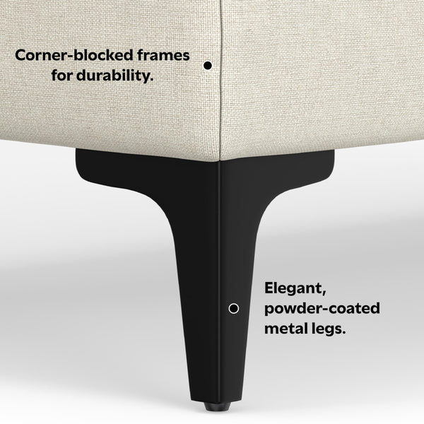 English Elm Ava Mid Century Ottoman — Cream Performance Fabric, Eco-Friendly Recycled Upholstery, Feather-Top Comfort B136P203426