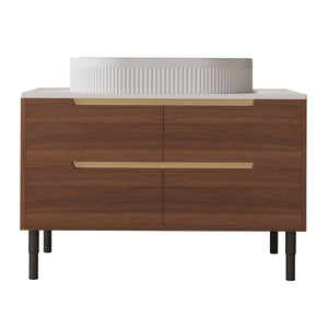 English Elm 36 Inch Floating or Freestanding Bathroom Vanity with Ceramic Sink and Soft Close Drawers W3136S00042
