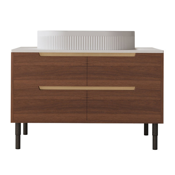 English Elm 36 Inch Floating or Freestanding Bathroom Vanity with Ceramic Sink and Soft Close Drawers W3136S00042