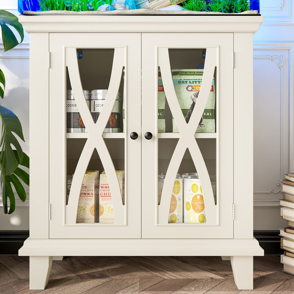 English Elm 20 Gallon Fish Tank Stand with Built-In Power Outlets & USB, Farmhouse Style Aquarium Cabinet with Adjustable Shelves and Heavy-Duty 298lb Tabletop Capacity Beige N704P350196A