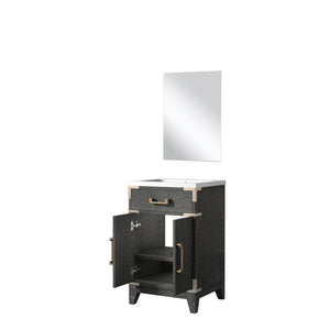 English Elm Black Oak Single Bath Vanity With Acrylic Countertop & 18" Mirror - Perfect For Compact Spaces! B2731S02120