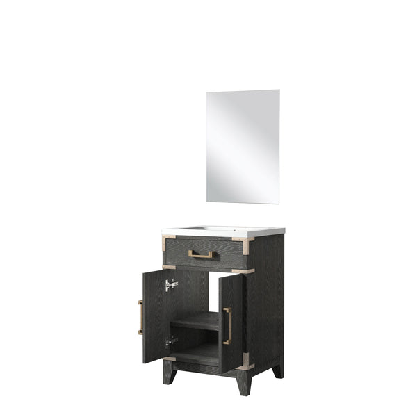 English Elm Black Oak Single Bath Vanity With Acrylic Countertop & 18" Mirror - Perfect For Compact Spaces! B2731S02120