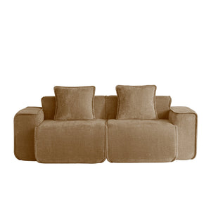 English Elm Harrison Modular Velvet Sofa – Luxurious Brown Sectional With Cloud-Like Comfort & Flexibility W3041P386564