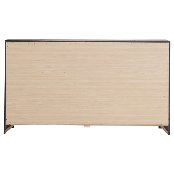 English Elm Sherwood Barrel Oak Six-Drawer Dresser with Smooth Hardware, Modern Silhouette for Chic Storage B062P375391
