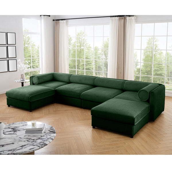English Elm Modular Sectional Sofa With Storage Ottoman - Extra Large U-Shaped Chenille Couch For Ultimate Comfort W714S01065