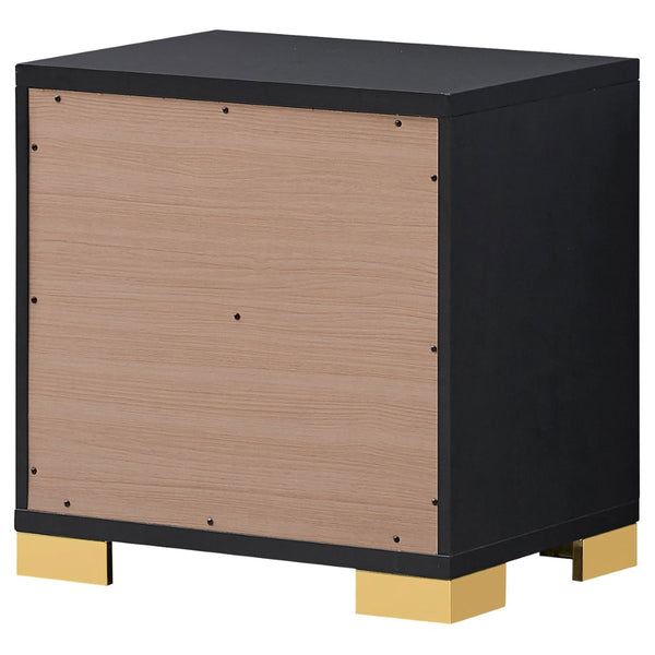 English Elm Jeremiah Matte Black Two-drawer Nightstand with Gold Bar Pulls Art Deco Bedroom B062P447810