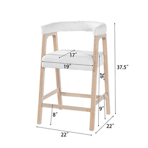English Elm 24'' Upholstered Counter Stools with Arms Beige Set of 2 for Kitchen Island Natural N780P354192N