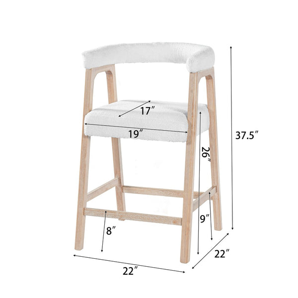English Elm 24'' Upholstered Counter Stools with Arms Beige Set of 2 for Kitchen Island Natural N780P354192N